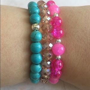 Colorful & bright stretchy beaded bracelet stack